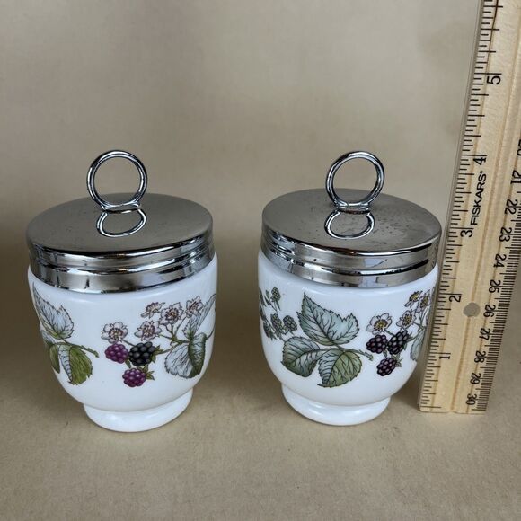 Set 4 VTG Royal Worcester Lavinia Egg Coddlers-2 King & 2 Standard Sz Blackberry - Picture 2 of 11